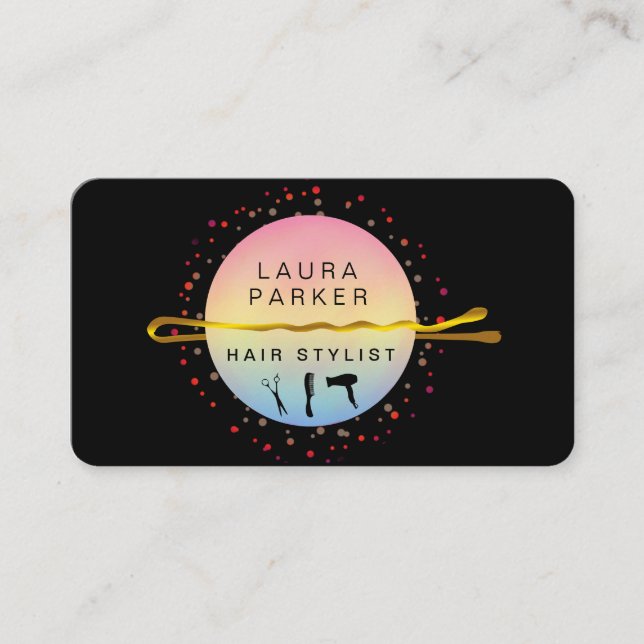 Cartão De Visita Hair Stylist Makeup Artist Bobby Pins Salon Rosa (Frente)