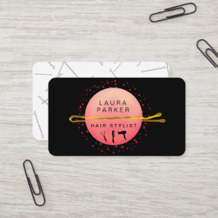 Cartão De Visita Hair Stylist Makeup Artist Bobby Pins Salon Rosa