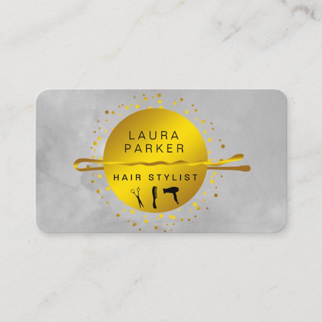 Cartão De Visita Hair Stylist Makeup Artist Salon Bobby Pins (Frente)