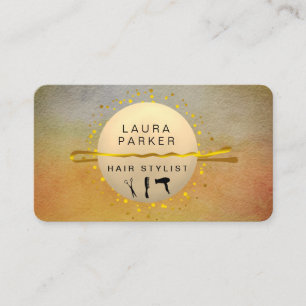 Cartão De Visita Hair Stylist Makeup Artist Salon Sunset Orange Sky