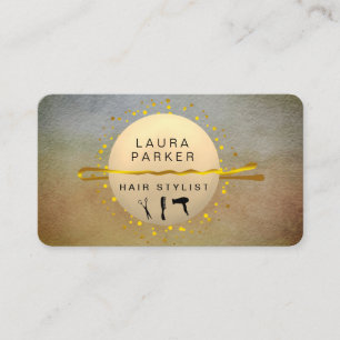 Cartão De Visita Hair Stylist Makeup Artist Salon Sunset Vintage