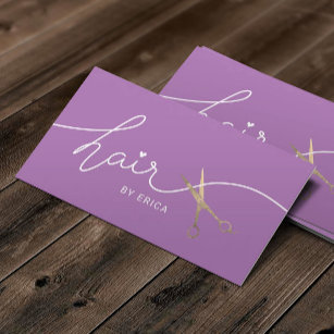 Cartão De Visita Hair Stylist Minimalista Typografia Roxo Salão