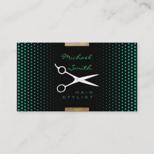 Cartão De Visita Hair Stylist Modern Caribe Bolinhas Verde