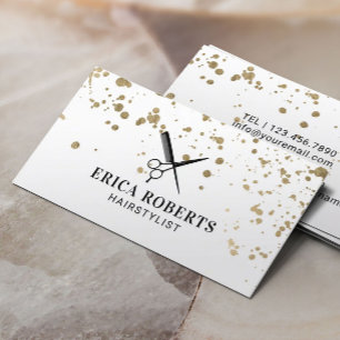 Cartão De Visita Hair Stylist Moderna Dourada Splatters Hairdresser