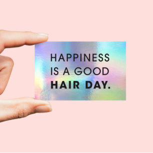 Cartão De Visita Hair Stylist Moderna Tipografia Arco-Íris Foil