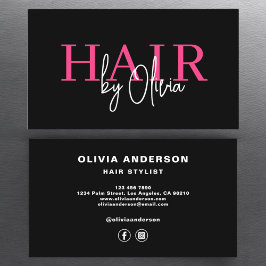 Cartão De Visita Hair Stylist Moderna Tipografia Rosa Quente