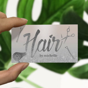 Cartão De Visita Hair Stylist Moderna Typografia Silver Glitter