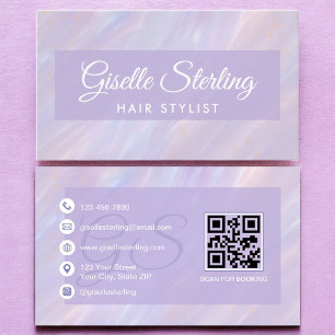 Cartão De Visita Hair Stylist Pastel Opal Iridescente Holográfico