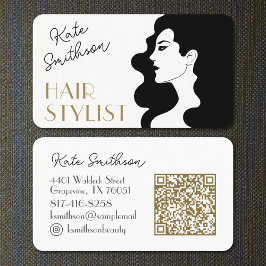 Cartão De Visita Hair Stylist Personalizada Código QR e Mídia Socia