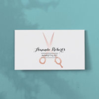 Hair Stylist Rosa Dourada Tesoura Salon Minimalist
