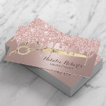 Cartão De Visita Hair Stylist Rosa Dourado Glitter Drives Beauty Sa<br><div class="desc">Rosa de Lista de Cabelos,  Unidades Douradas e Cartões de visitas Dourados de Salão de Bela Tesoura.</div>