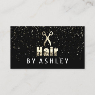 Cartão De Visita Hair Stylist Salon Black Confetti Compromisso Dour