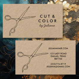 Cartão De Visita Hair Stylist Salon Chic Scissors Line Art Minimame
