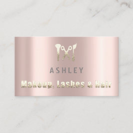 Cartão De Visita Hair Stylist Salon Makeup Lash Nomeação Dourada