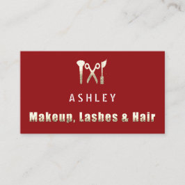Cartão De Visita Hair Stylist Salon Makeup Lashes Nomeação Dourada