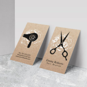 Cartão De Visita Hair Stylist Salon Vintage Floral Russo