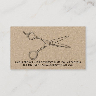 Cartão De Visita Hair Stylist Scissors Chic Drawing Barber CUSTOM