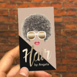 Cartão De Visita Hair Stylist Script Dourado Moderno Afro