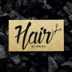 Cartão De Visita Hair Stylist Script Moderno Dourado Sal de Cabelo