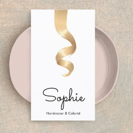 Cartão De Visita Hair Stylist Simples Cabelo Louro Curl Salão