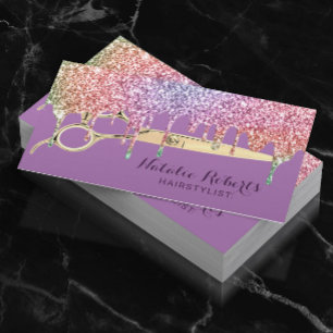 Cartão De Visita Hair Stylist Unicorn Drivers Beauty Salon Purple