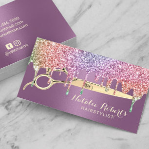 Cartão De Visita Hair Stylist Unicorn Drives Beauty Salon Purple