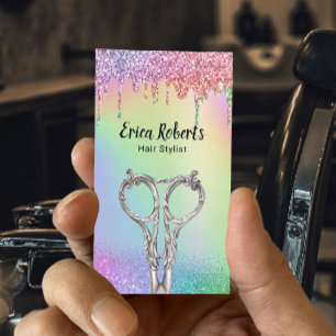 Cartão De Visita Hair Stylist Unicorn Glitter Drives Beauty Salon