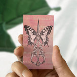 Cartão De Visita Hair Stylist Vintage Scissage Butterfly Salon Rosa<br><div class="desc">Folha de Música Vintage,  Cartões de visitas rosa,  de Tesoura Antiquada e Borboleta de Estilo de Cabelo.</div>