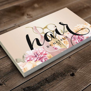 Cartão De Visita Hair Stylist Vintage - Tesoura Dourada Floral Salo