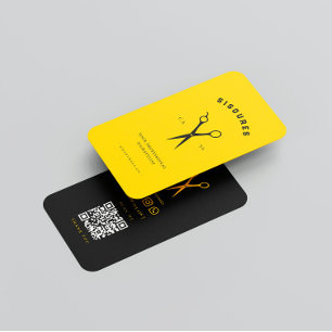 Cartão De Visita Hair Tesoura Hairstylist Minimalista Qr Code