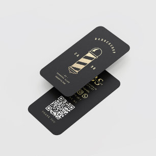 Cartão De Visita Haircut Hairstylist de Barber, Dourado Polo de Bar