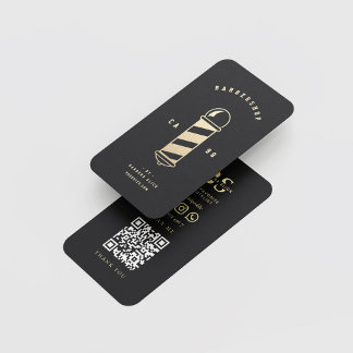 Cartão De Visita Haircut Hairstylist de Barber, Dourado Polo de Bar