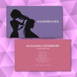 Cartão De Visita Hairdresser - Purple & Pink