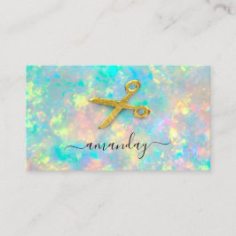 Cartão De Visita Hairdresser Stylist Dourada Tesoura Holograficamen