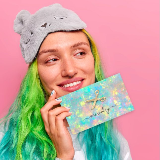 Cartão De Visita Hairdresser Stylist - Tesoura do Ouro Hológrafo (Hairdresser Stylist Golden Scissors Holograph Business Card)