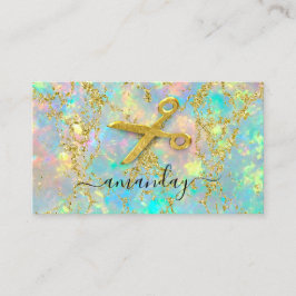 Cartão De Visita Hairdresser Stylist Tesoura Dourada Hológrafo Glit