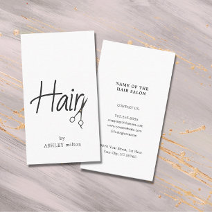 Cartão De Visita Hairstylist com tesouras brancas pretas e elegante