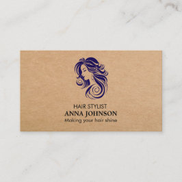 Cartão De Visita Hairstylist da Kraft Preta Simples Moderna