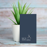 Hairstylist de prata azul escura mínima moderna