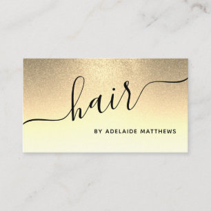 Cartão De Visita Hairstylist de Salão de Cabelo Dourado com Chic M