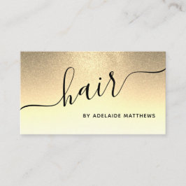 Cartão De Visita Hairstylist de Salão de Cabelo Dourado com Chic Mo