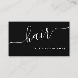 Cartão De Visita Hairstylist de salões de cabelo branco preto-chic