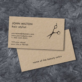 Cartão De Visita HairStylist de Tesoura de Papel Kraft minimalista