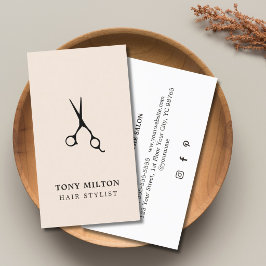 Cartão De Visita Hairstylist de Tesouras Negras de Pastel Claro Ele