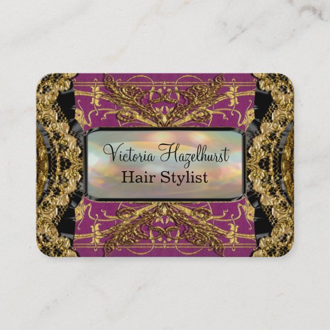 Cartão De Visita Hairstylist elegante de Bradfordshire Lola (Frente)