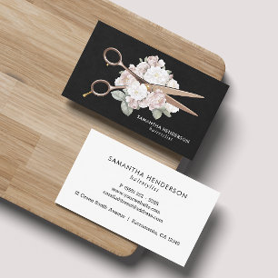 Cartão De Visita Hairstylist Floral Elegante
