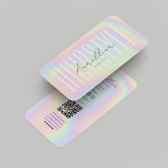 Cartão De Visita Hairstylist Hair Stylist Moderna Holographic (Modern Hairstylist Hair Stylist Holographic Business Card
)