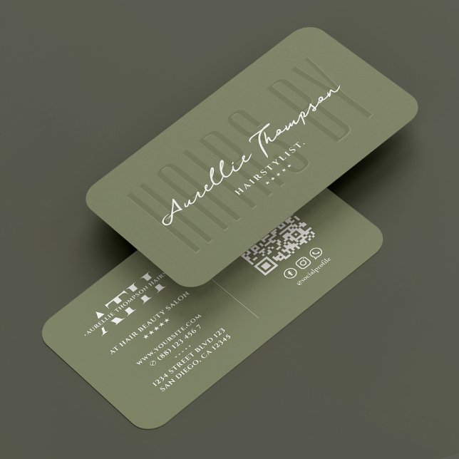 Cartão De Visita Hairstylist Hairdo Haircut Elegante Sage Moderna (Hairstylist Hairdo Haircut Elegant Sage Modern Business Card
)