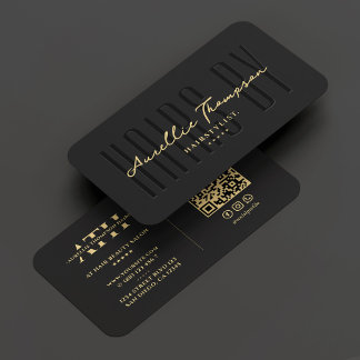 Cartão De Visita Hairstylist Monograma negro elegante moderno
