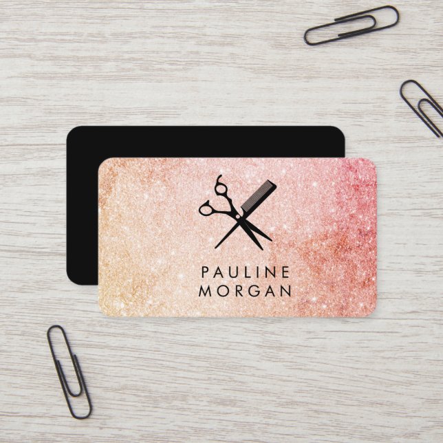 Cartão De Visita Hairstylist para a Glitter Elegante e Comb (Frente/Verso In Situ)